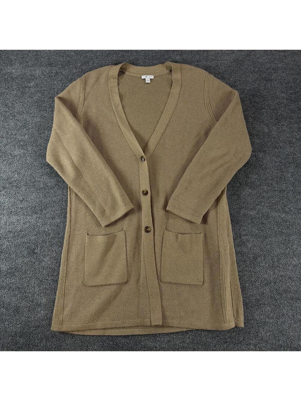 J. Jill Taupe Knit Long Cardigan Shawl Large -‎ Cottage Core, Literary Chic